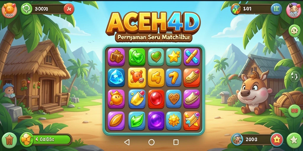 Gameplay menarik ACEH4D dalam aksi saat mencocokkan item Match-3.