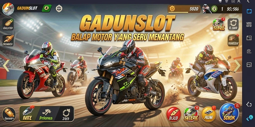 Tampilan gameplay balap motor yang seru dan menegangkan.