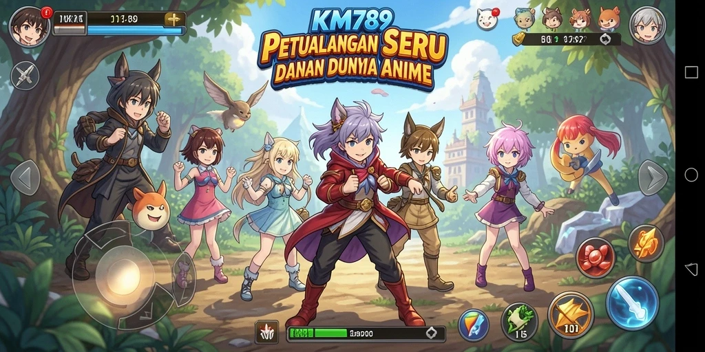 Tampilan gameplay KM789 yang dinamis dan penuh warna.
