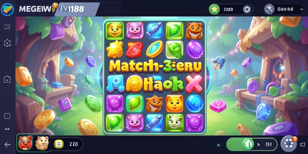 Tangkapan layar utama game MEGEWIN188 menampilkan gameplay Match-3 yang dinamis.