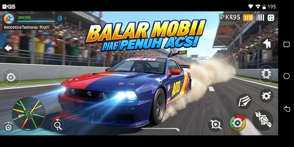 Screenshot menunjukkan mobil balap yang melaju kencang di lintasan.