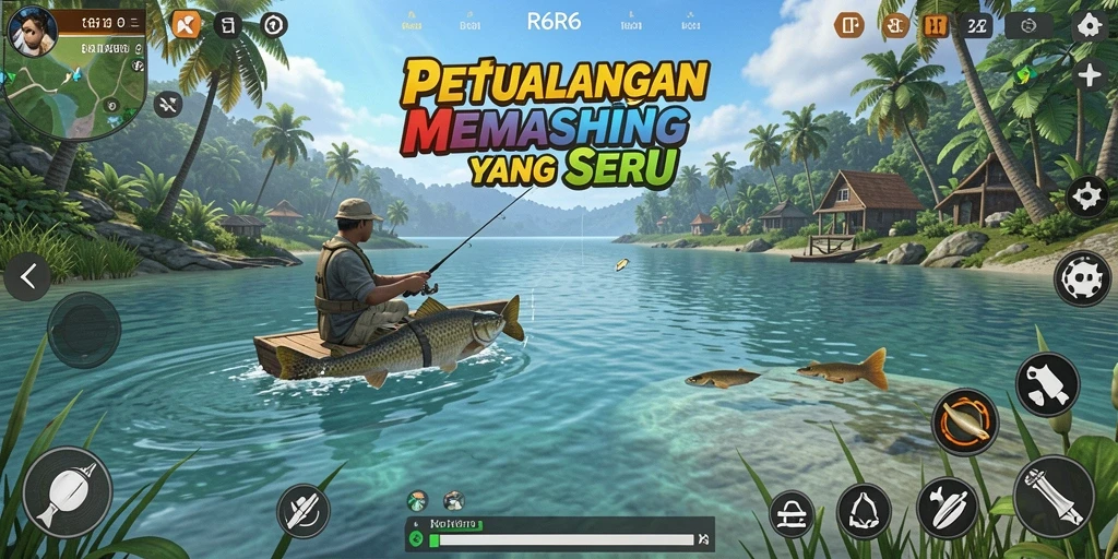 Screenshot utama R6R6 menampilkan aksi memancing yang mendebarkan.