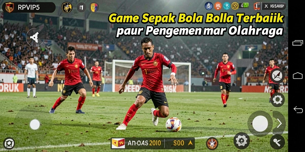 Tampilan antarmuka game RPVIP5 yang menampilkan aksi sepak bola seru.