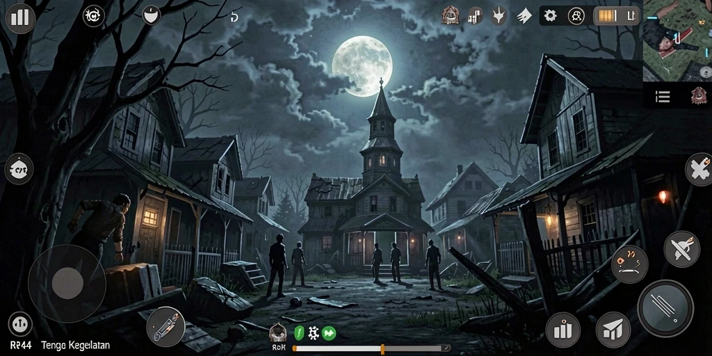 Screenshot gameplay RR44 menunjukkan suasana menyeramkan dan mencekam.