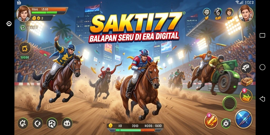 Tangkapan layar gameplay <strong>SAKTI77</strong> yang menampilkan aksi balapan mendebarkan.
